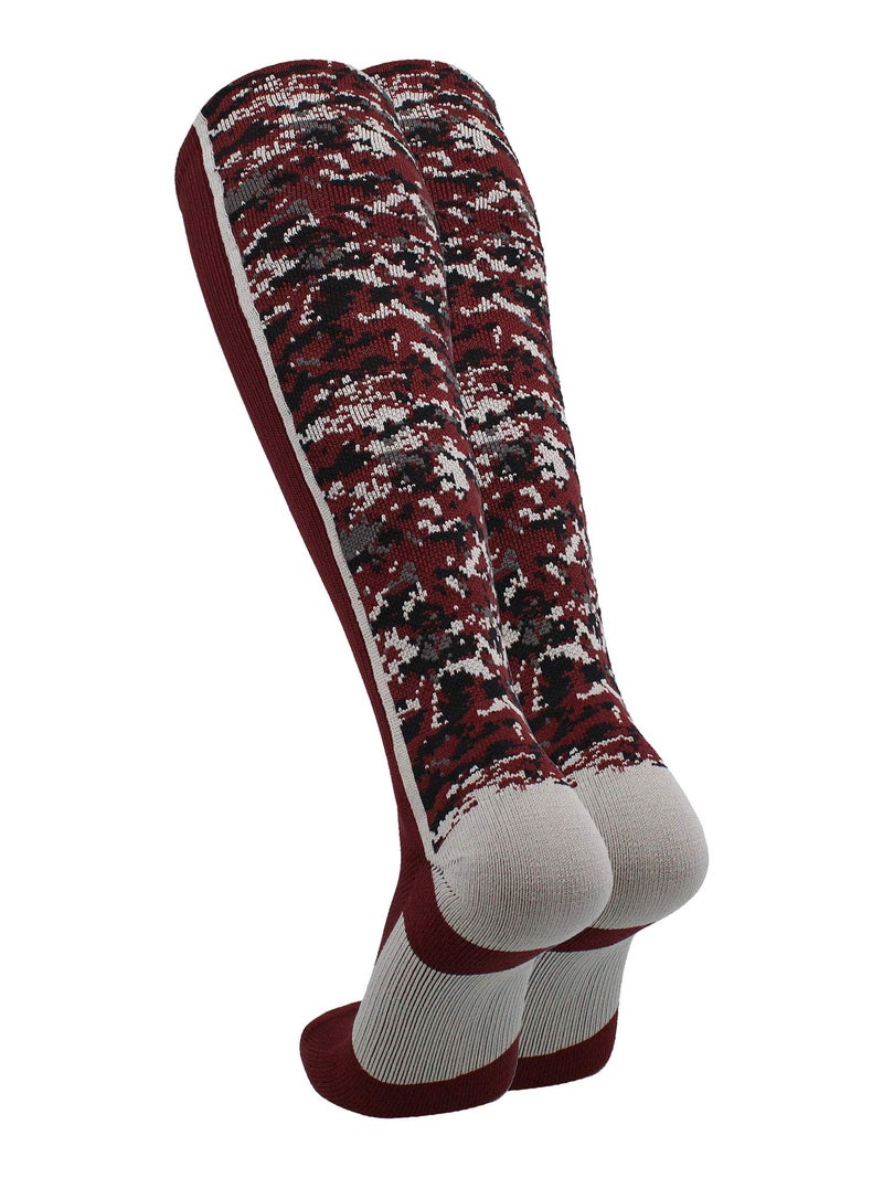 TCK Digital Camo OTC Socks (Maroon/Grey, Small) - Image 2